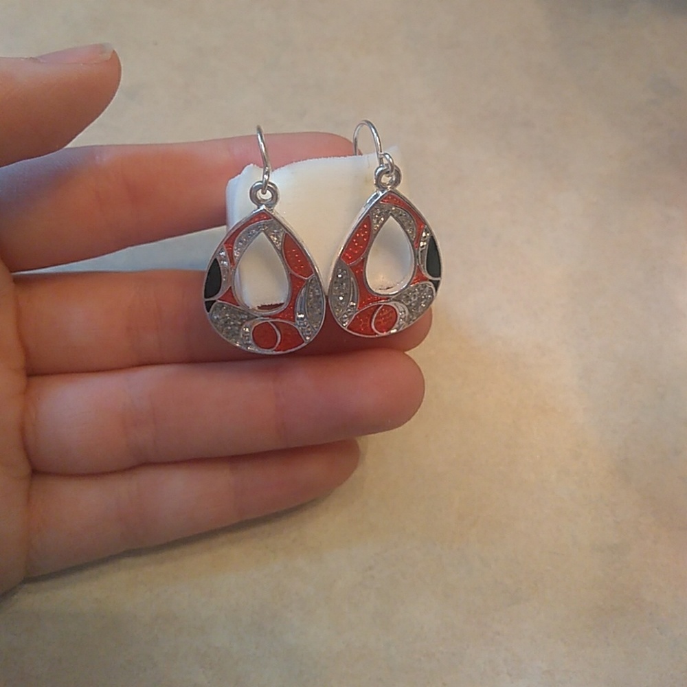 Coral Teardrop Earrings/Necklace